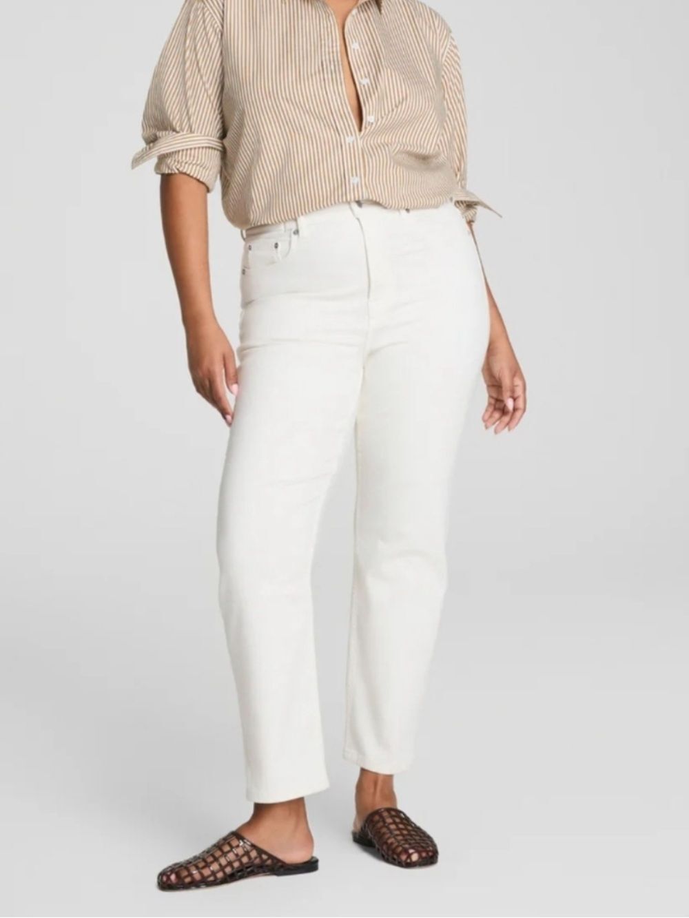 Spanx lycra fitsense slim straight white jeans NEW